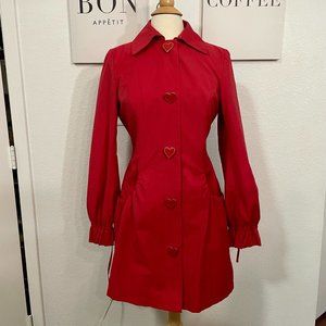 Betsy Johnson Red Heart Snap Button Jacket Trench